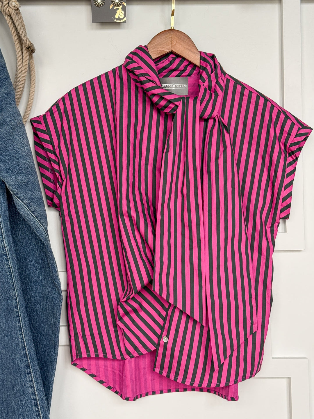 Minetto Magenta Striped Top