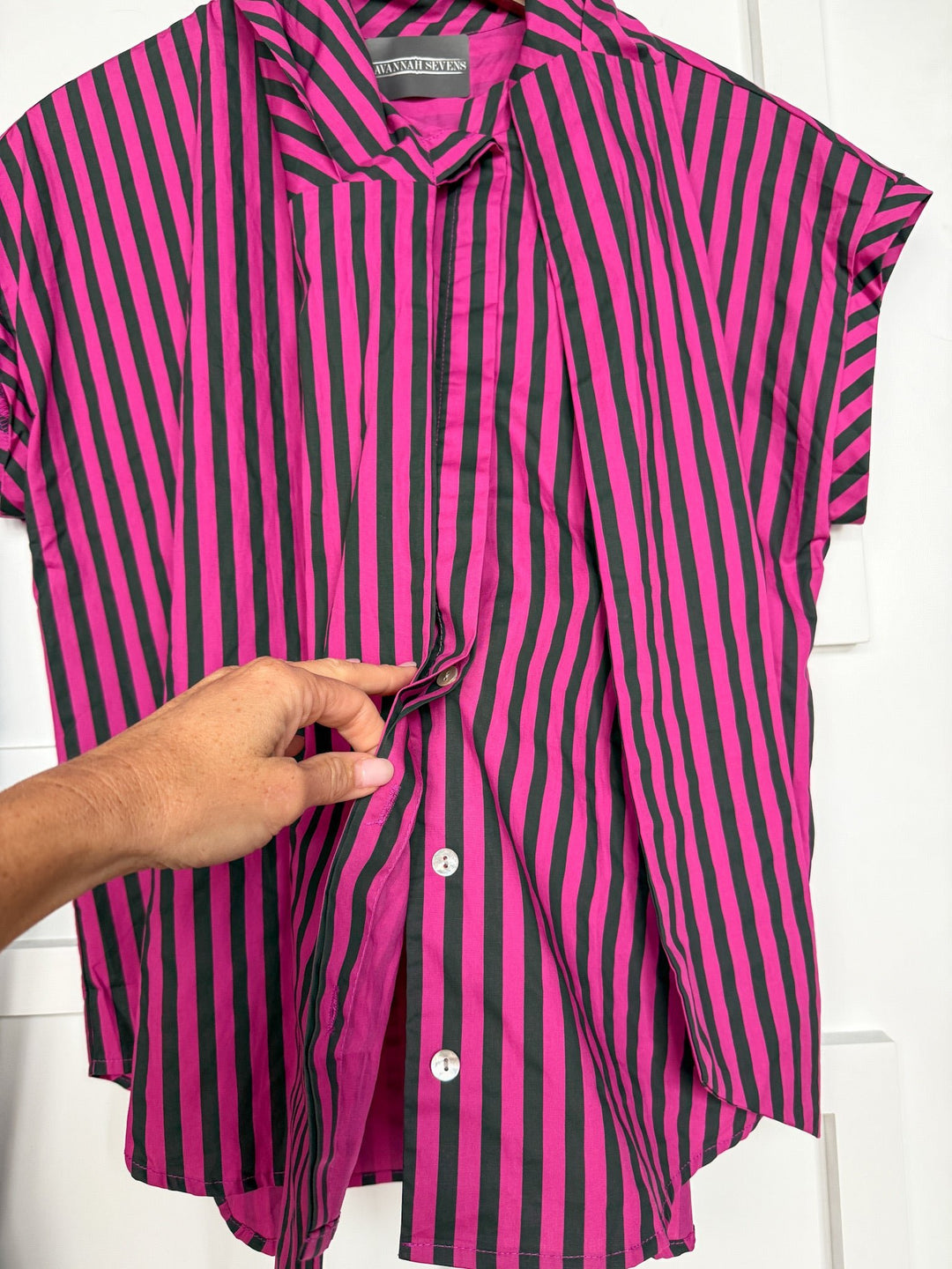 Minetto Magenta Striped Top
