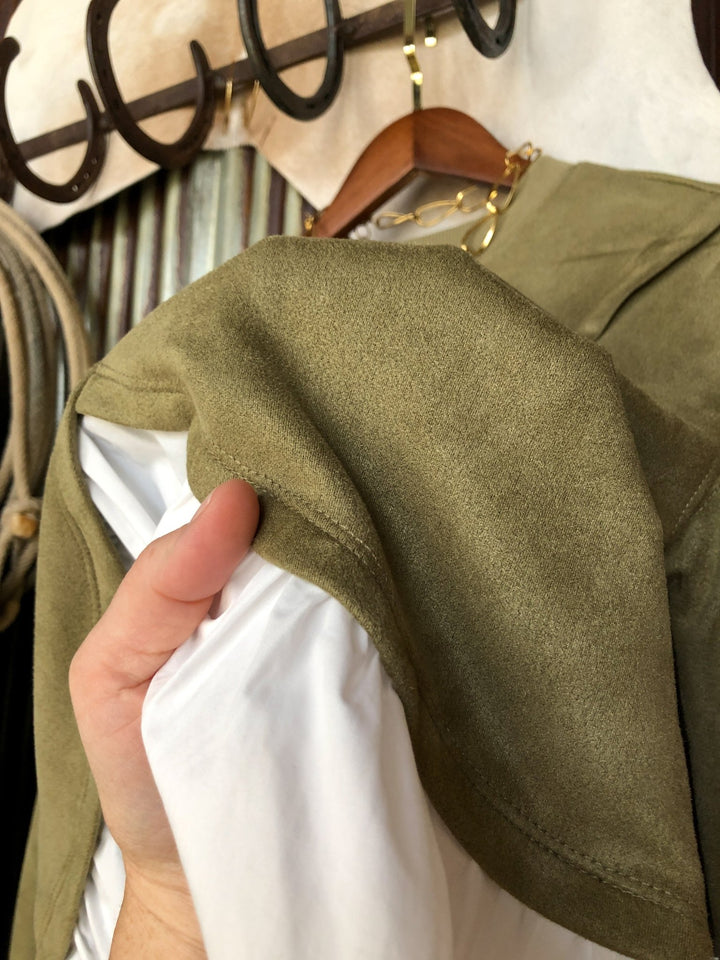 Molalla Sage Layered Suede Top