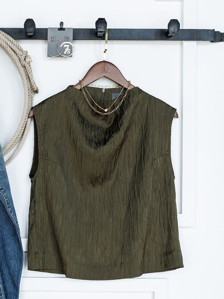 Monahans Deep Moss Satin Top