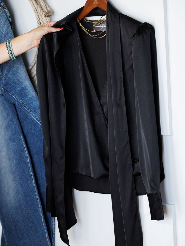 Monett Black Satin Top