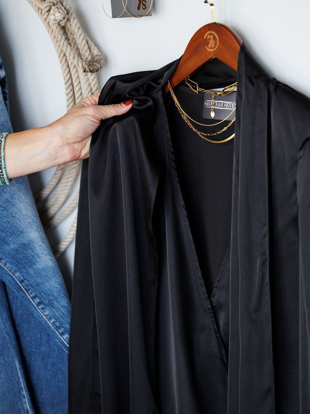 Monett Black Satin Top