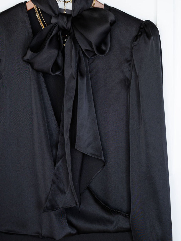Monett Black Satin Top