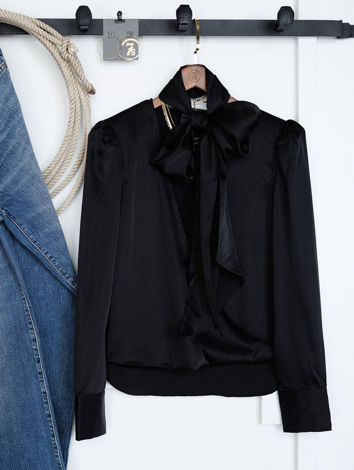 Monett Black Satin Top