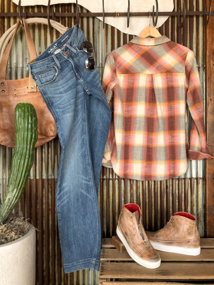 Moxee Plaid Button Up Flannel Top