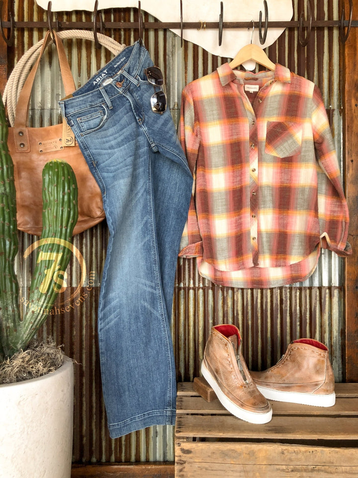 Moxee Plaid Button Up Flannel Top