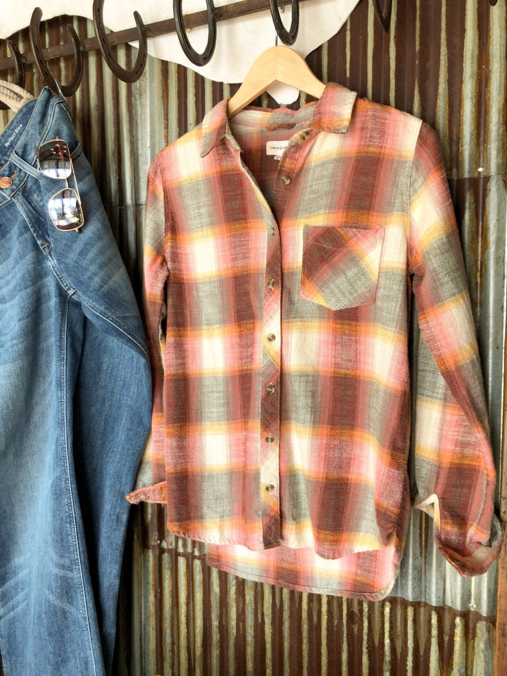 Moxee Plaid Button Up Flannel Top