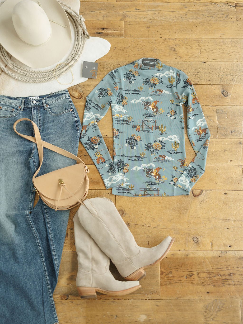 Muskogee Western Mesh Top