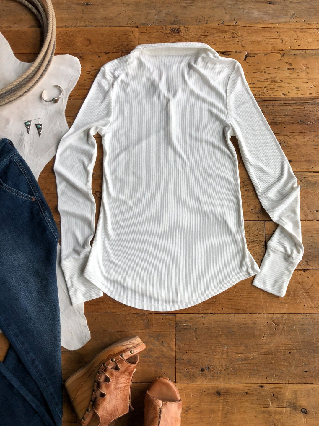 Nedele White Henley Top