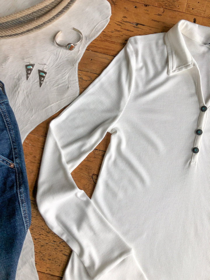 Nedele White Henley Top
