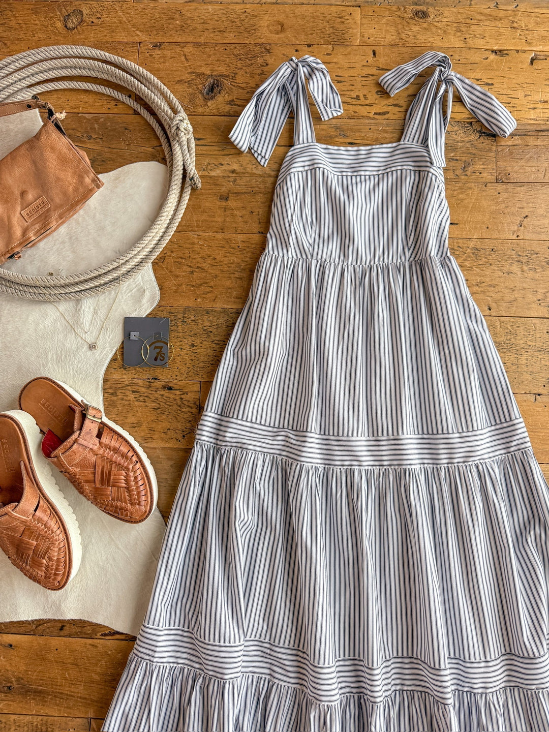 Nowata Charcoal Striped Dress