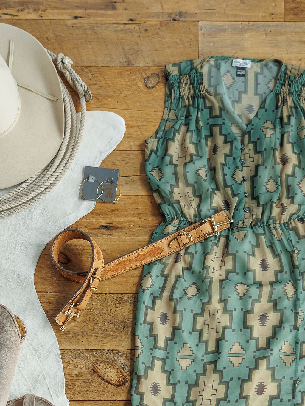 Oacoma Fern Green Southwest Dress