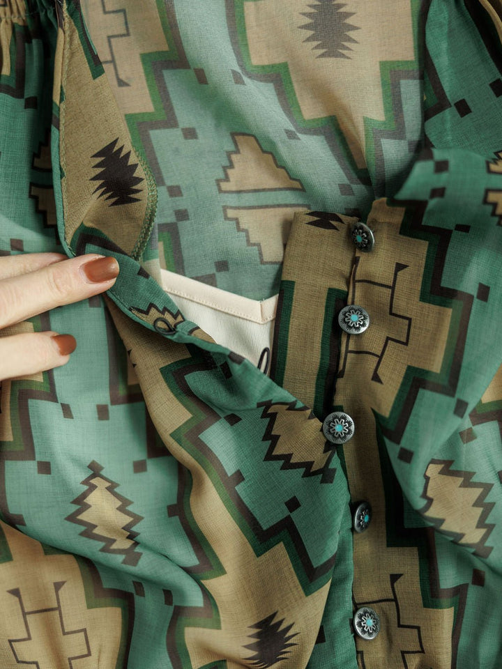 Oacoma Fern Green Southwest Dress