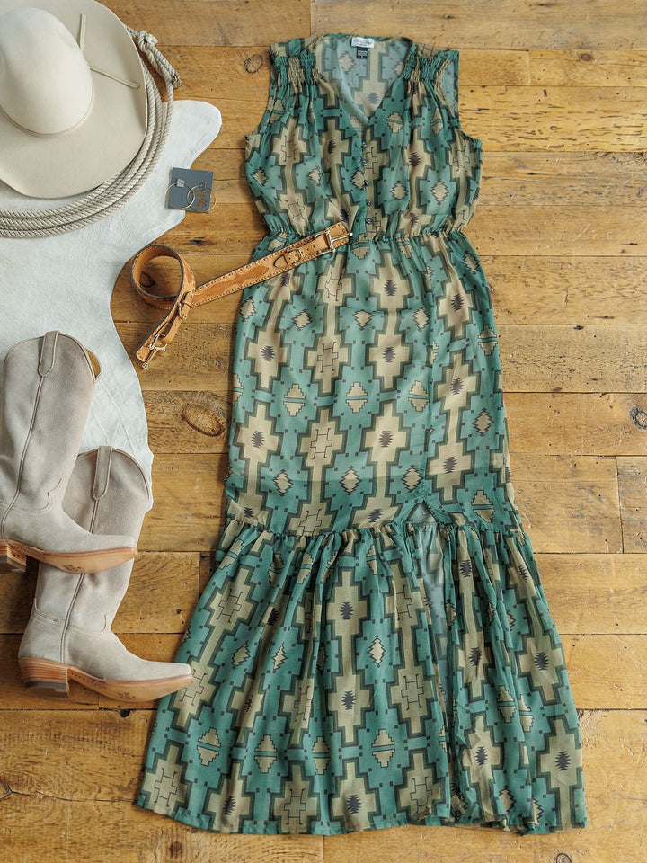 Oacoma Fern Green Southwest Dress