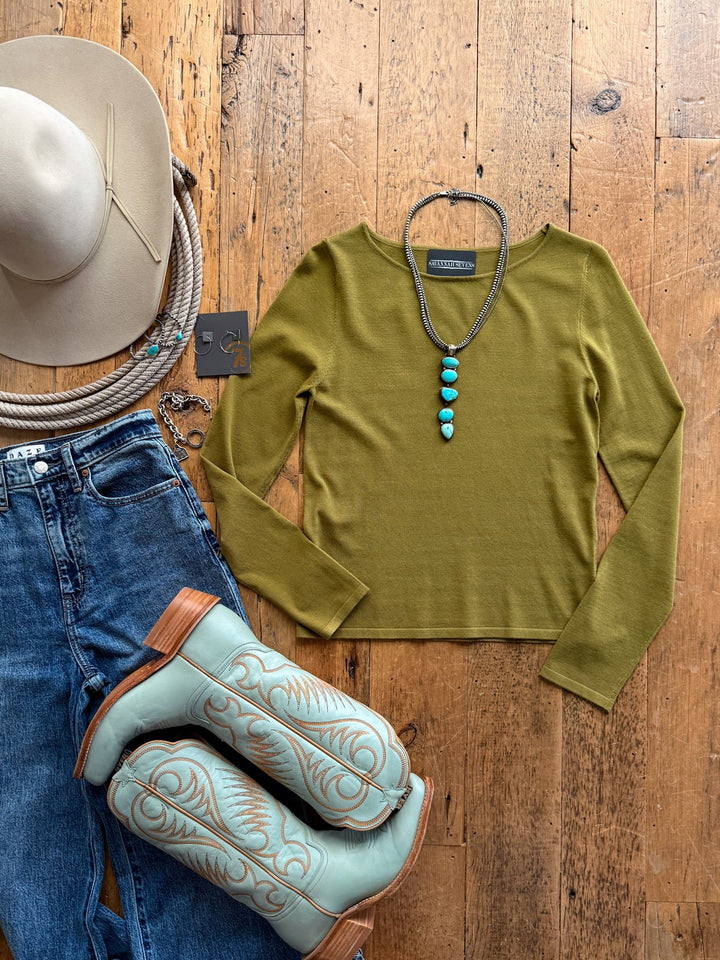Oakland Olive Knit Top