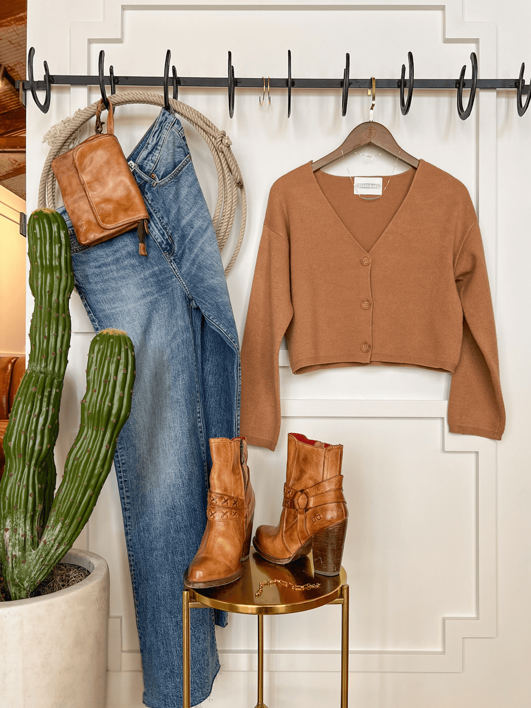 Oakwood Camel Cropped Cardigan