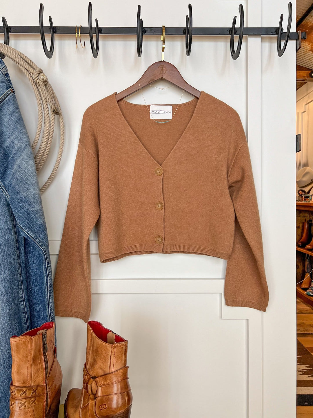 Oakwood Camel Cropped Cardigan