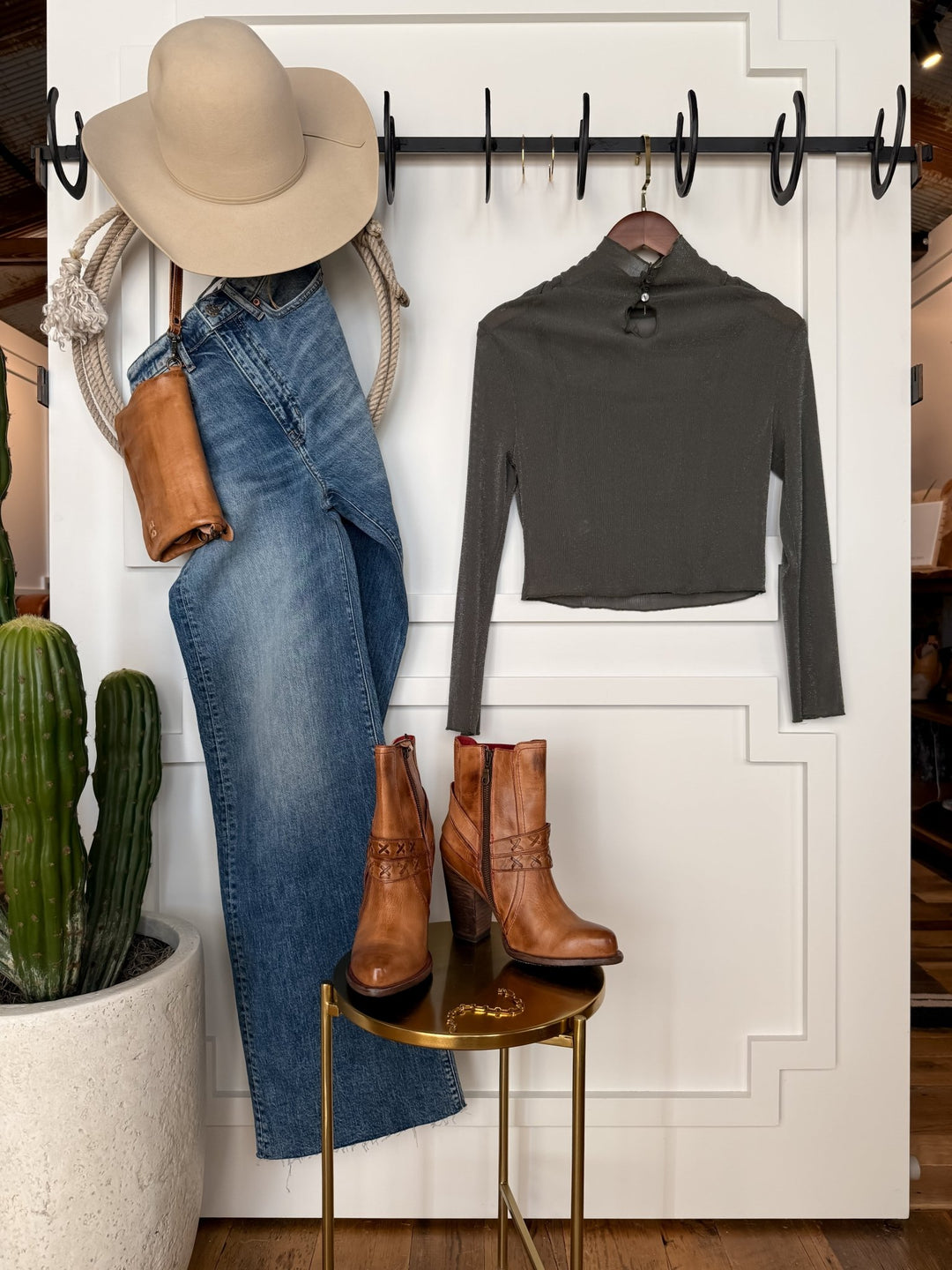 Oconee Grey Metallic Cropped Top