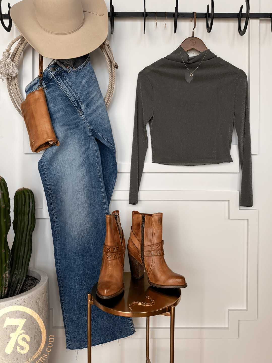 Oconee Grey Metallic Cropped Top