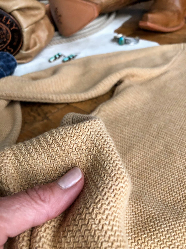 Oconto Tan Knit Henley Top