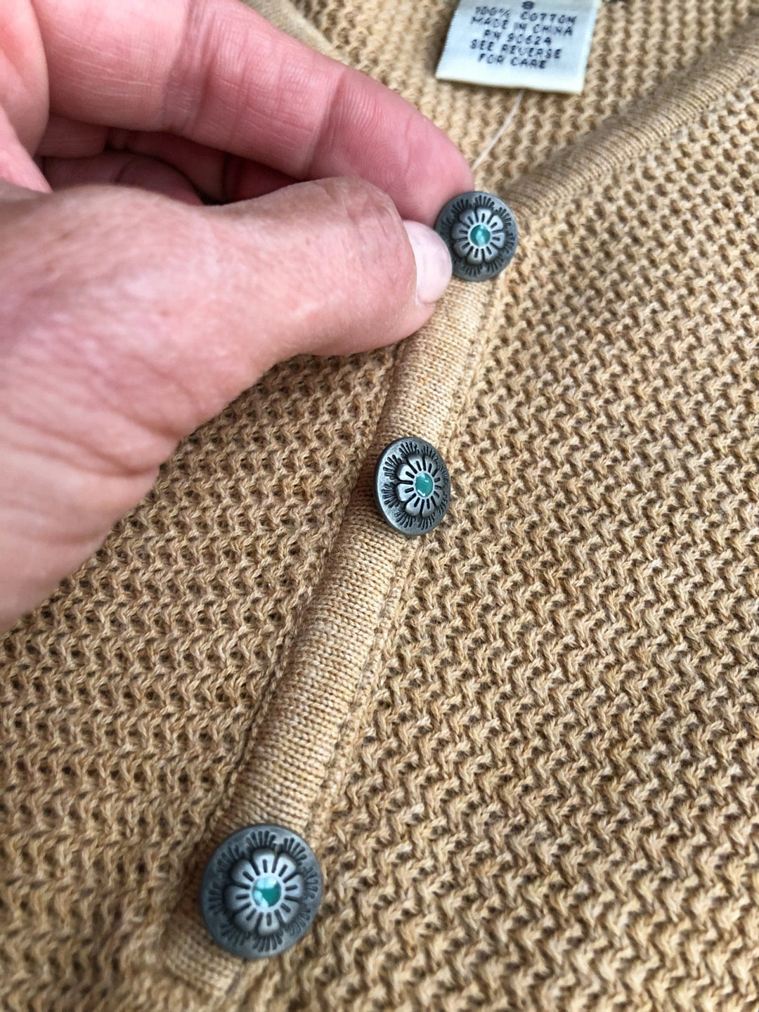 Oconto Tan Knit Henley Top