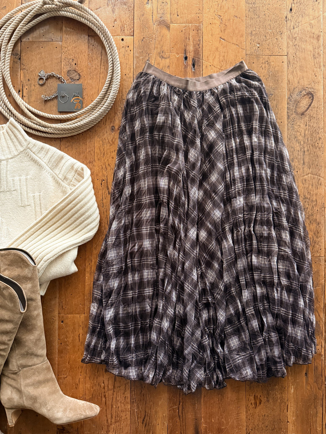 Okeene Espresso Plaid Skirt