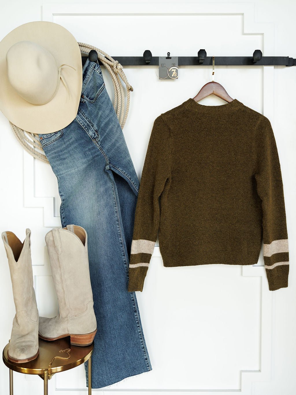 Old Glory Olive American Flag Sweater
