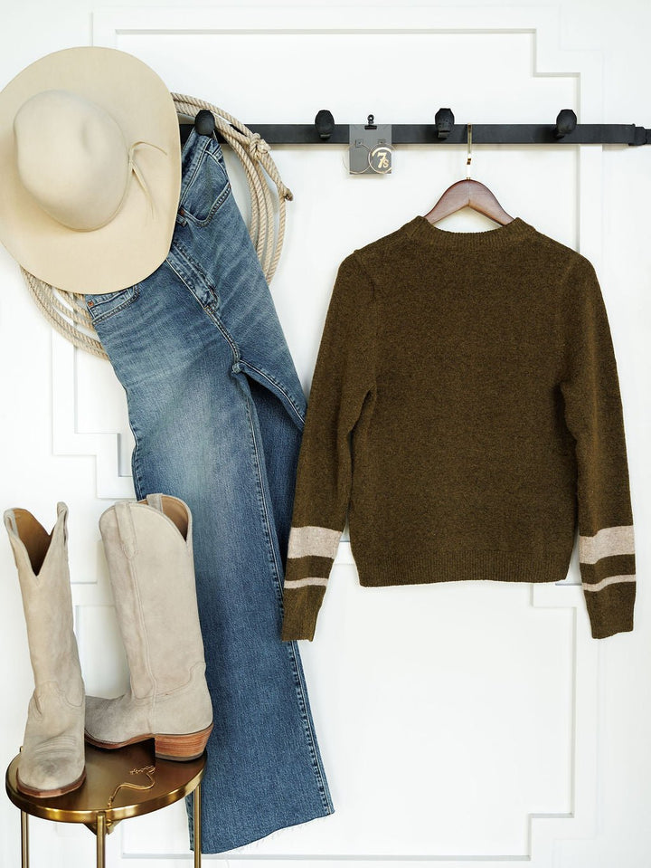 Old Glory Olive American Flag Sweater