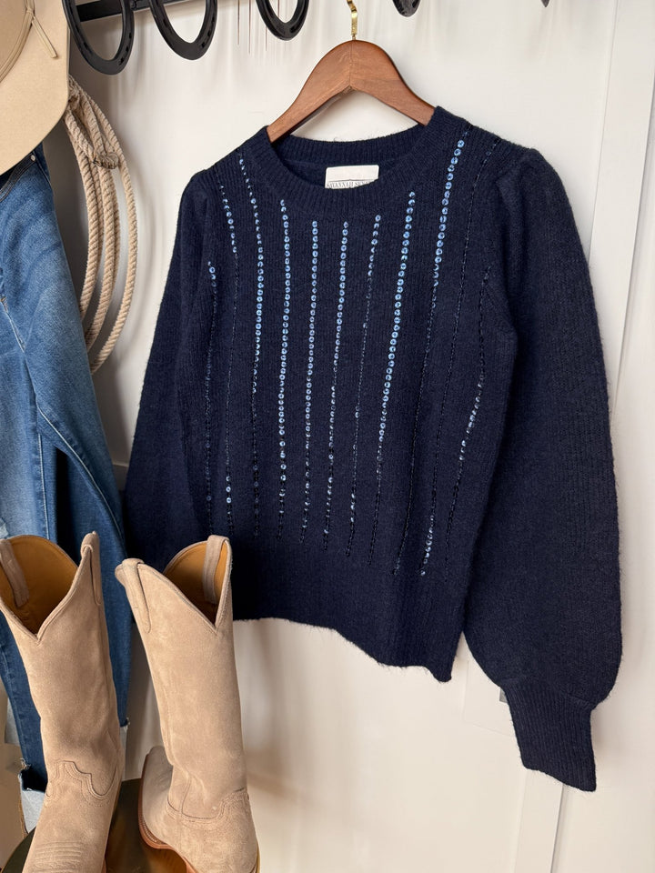 Osceola Navy Sequin Top