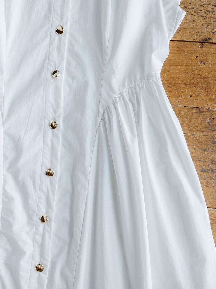 Ouray White Cotton Button Up Dress