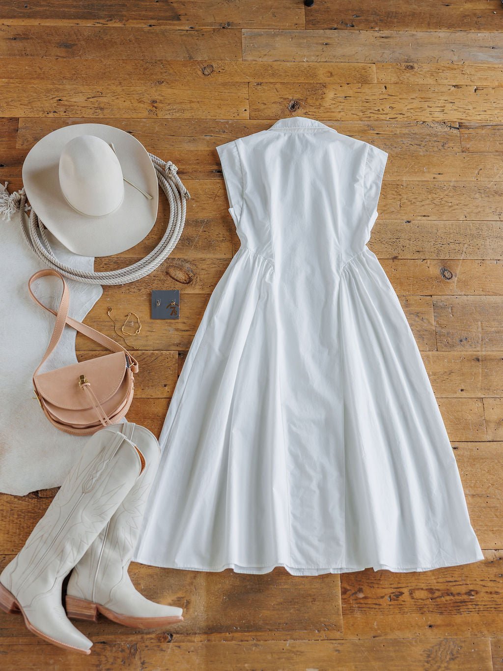Ouray White Cotton Button Up Dress