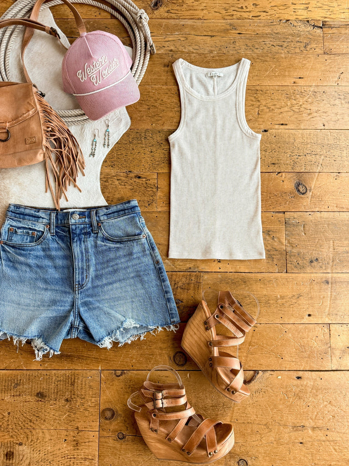 Paden Oatmeal Ribbed Basic Tank