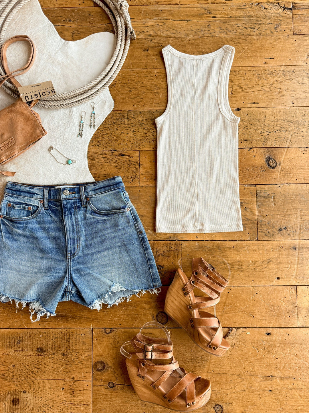 Paden Oatmeal Ribbed Basic Tank
