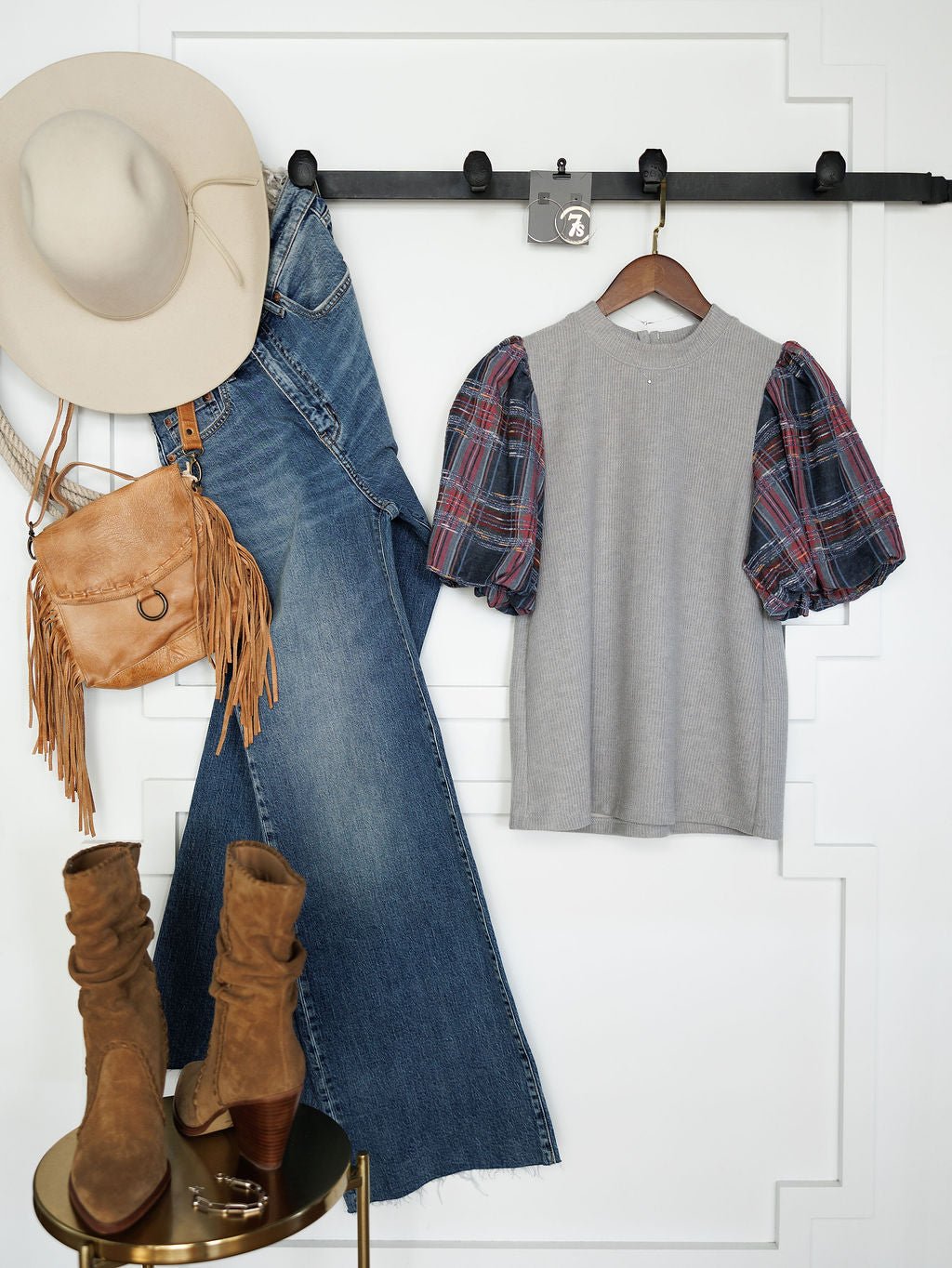 Pembroke Grey Puff Sleeve Top