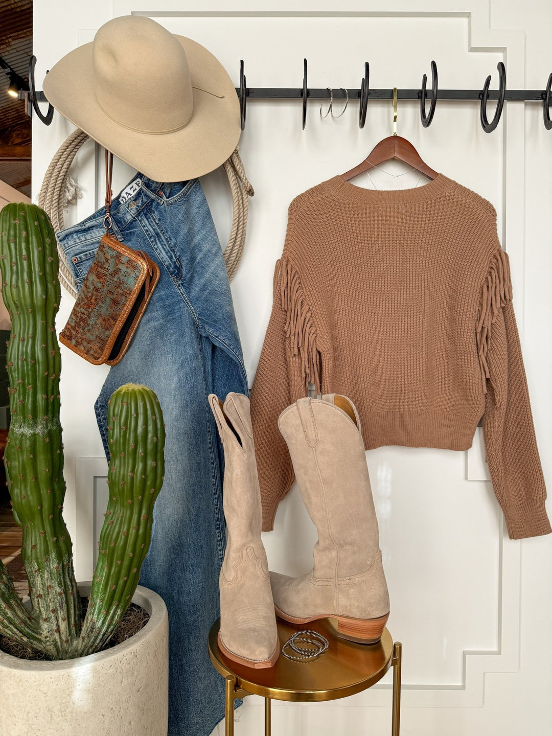 Ponderosa Mocha Fringe Sweater
