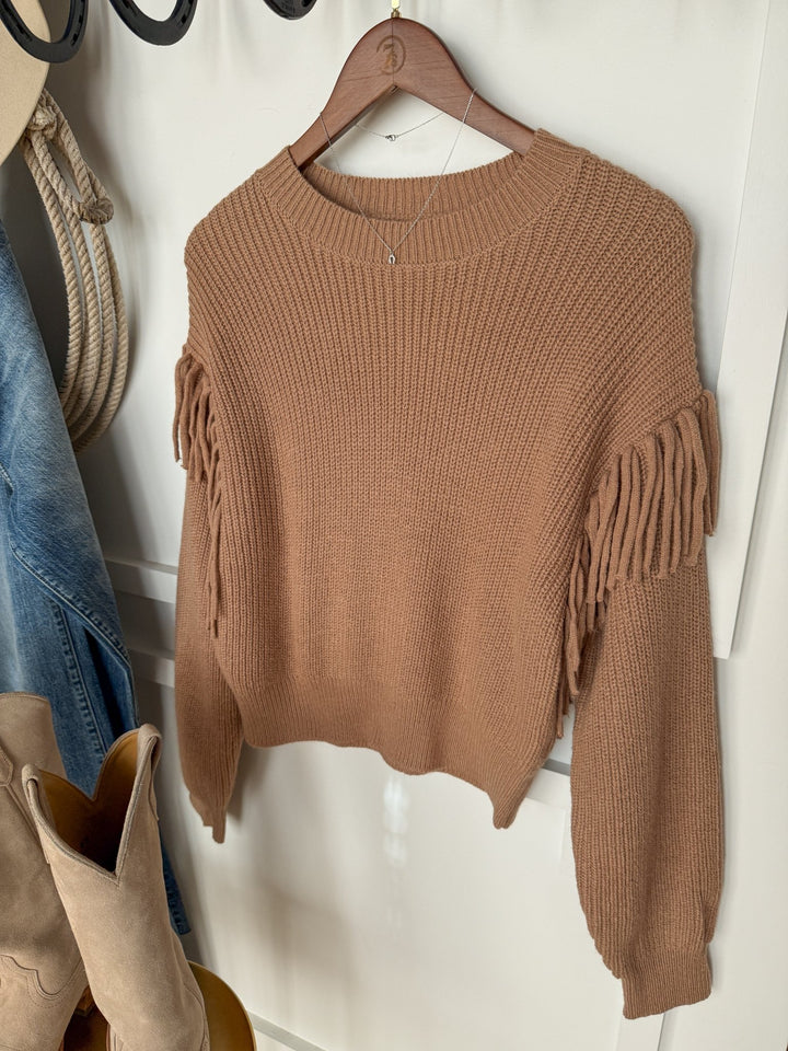 Ponderosa Mocha Fringe Sweater