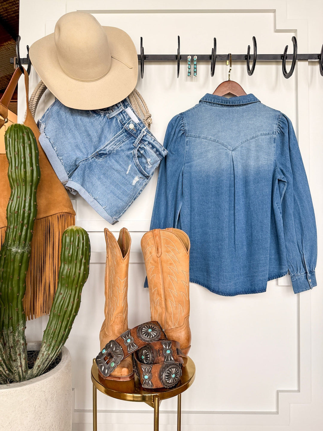 Pryor Creek Denim Button Up Top