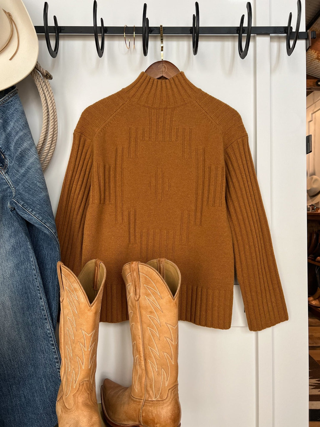 Quinby Pendleton Caramel Wool Sweater