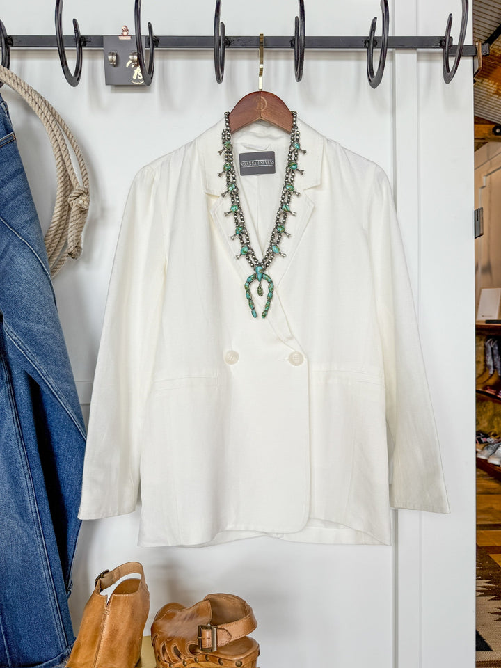 Quintana White Linen Blazer