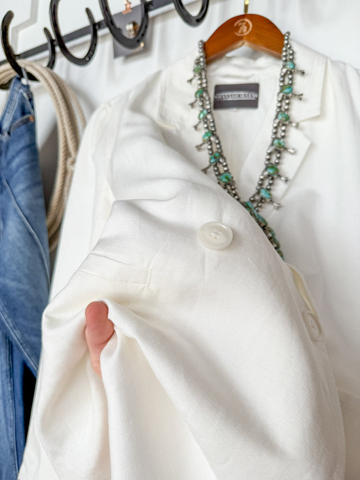Quintana White Linen Blazer