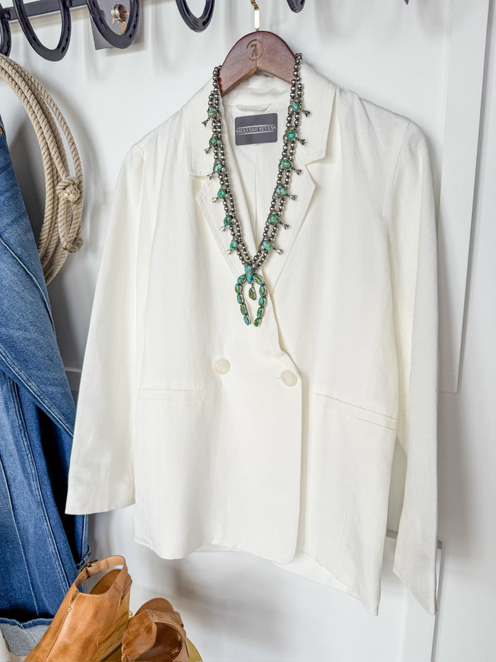 Quintana White Linen Blazer