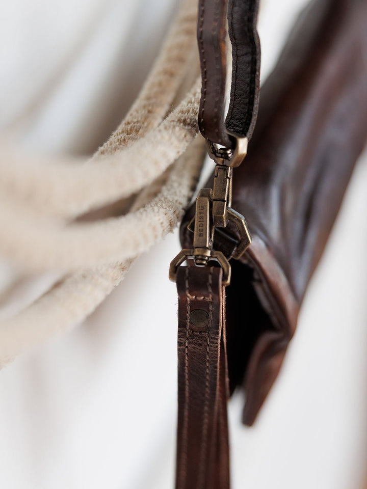 Roca Chocolate Leather Wristlet