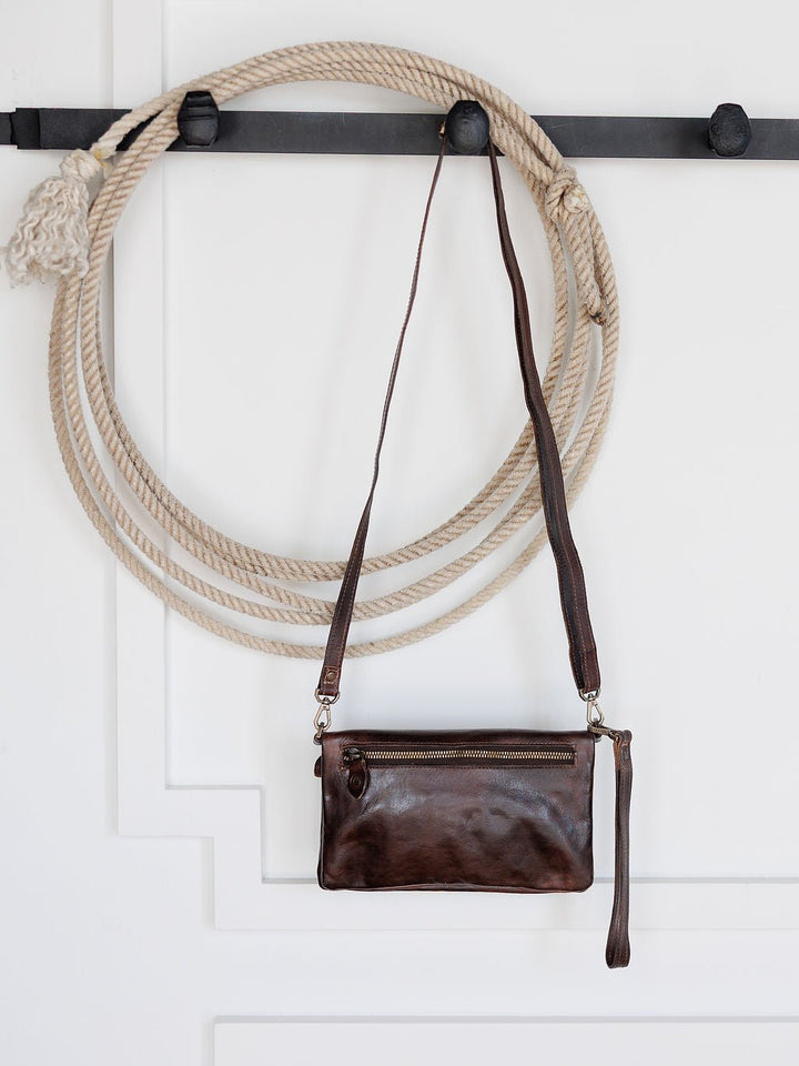 Roca Chocolate Leather Wristlet