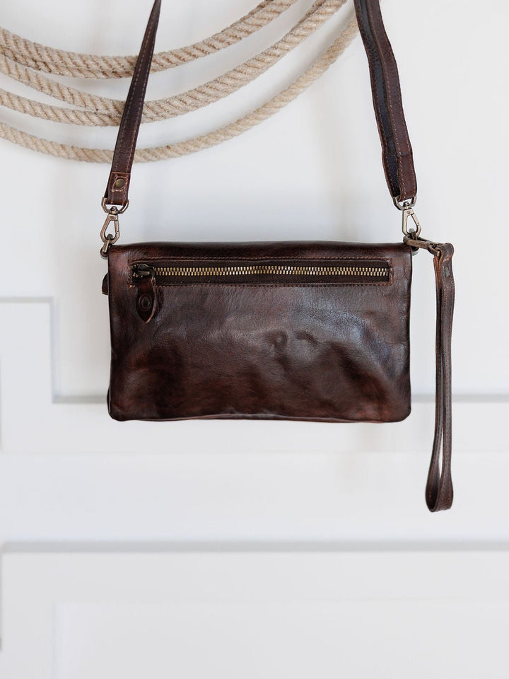 Roca Chocolate Leather Wristlet