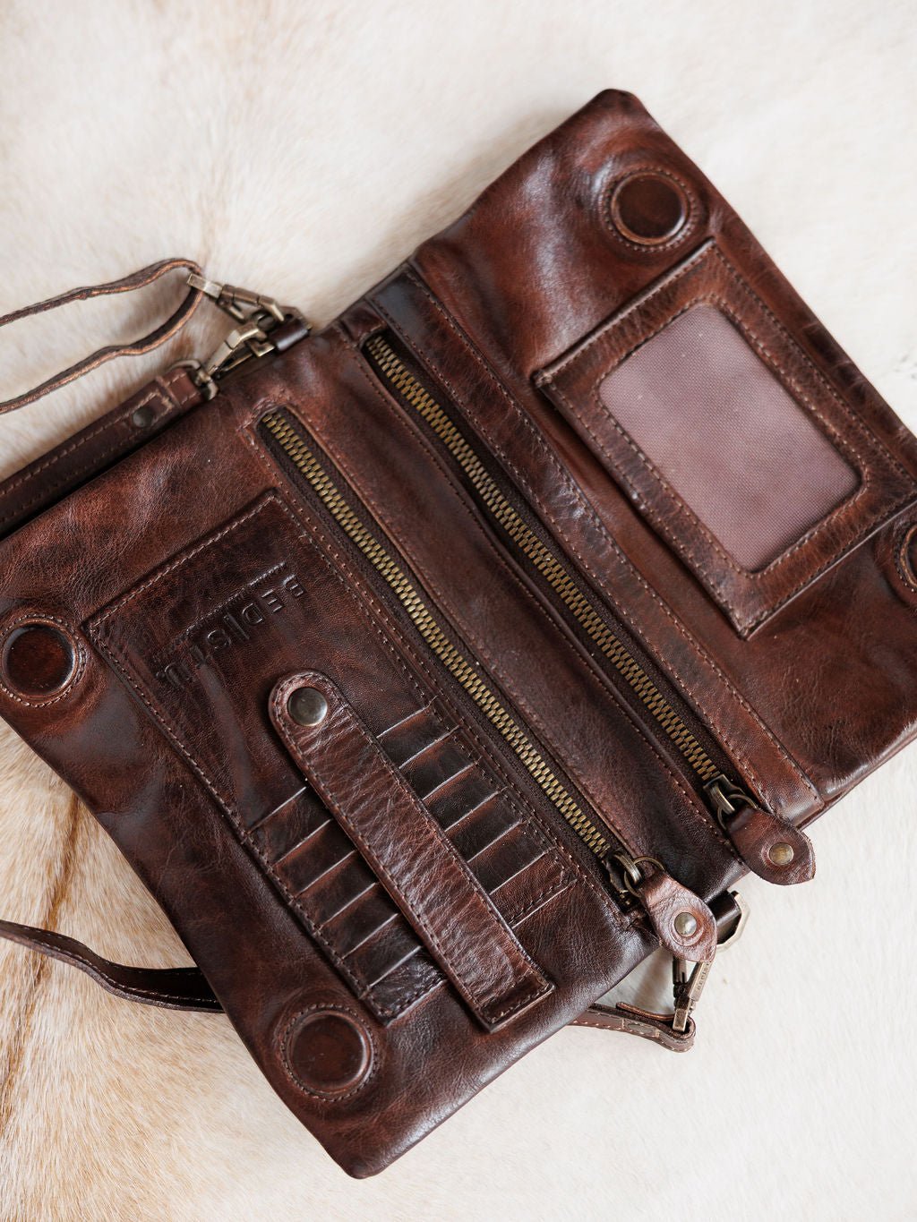 Roca Chocolate Leather Wristlet