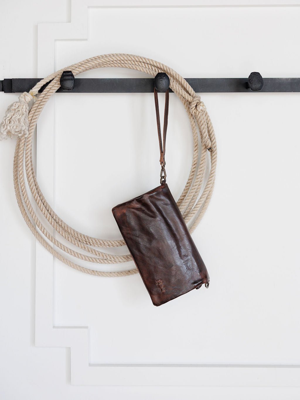 Roca Chocolate Leather Wristlet