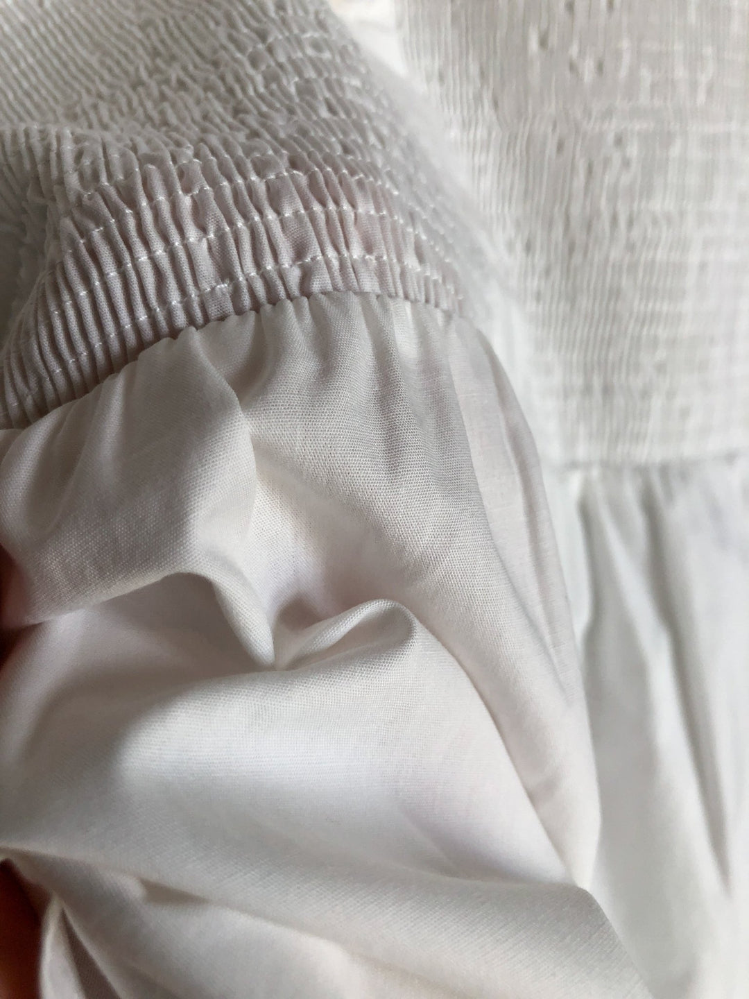 Ronan White Smocked Button Up Top