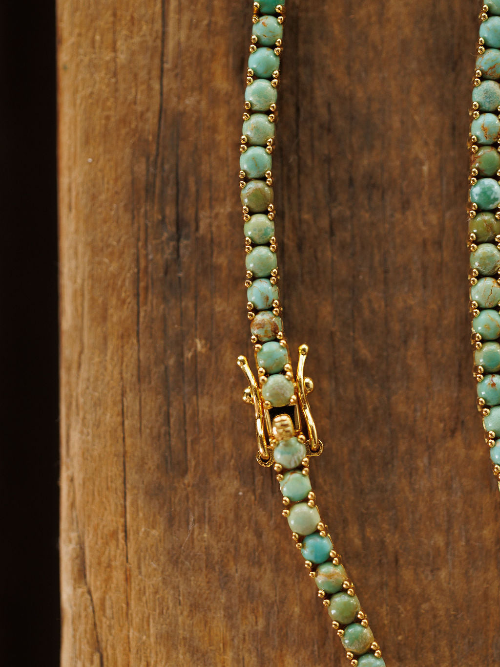 Kingman Turquoise Gold Tennis Necklace