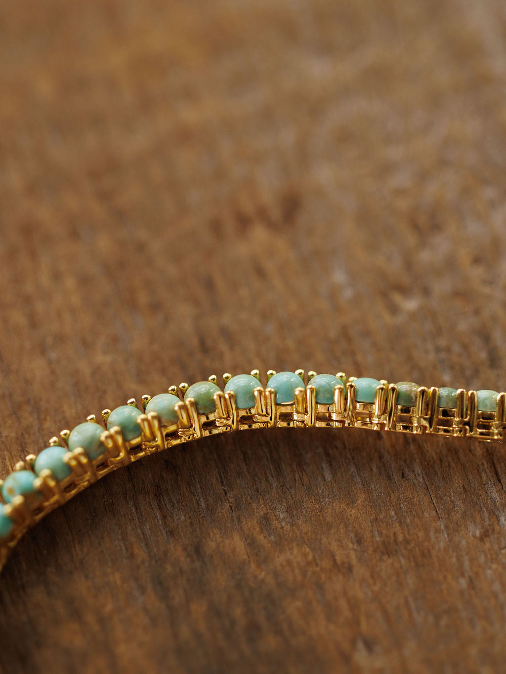 Kingman Turquoise Gold Tennis Necklace