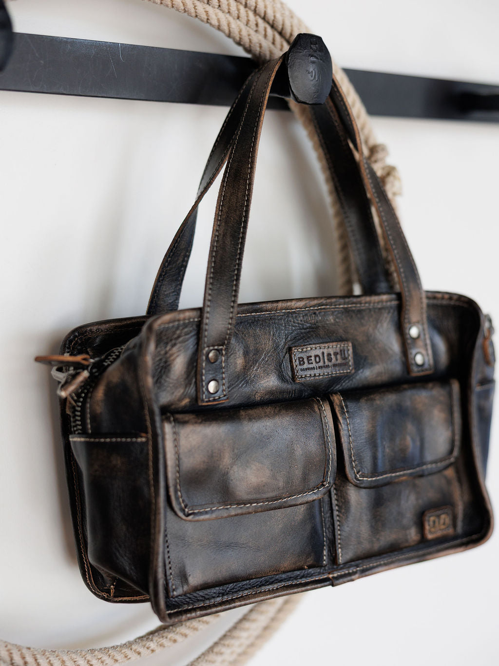 Socorro Tobacco Smoke Leather Handbag